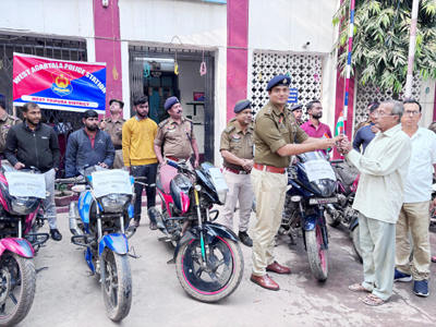 West Agartala police station handed over stolen motorcycles among rightful owners on December 24.